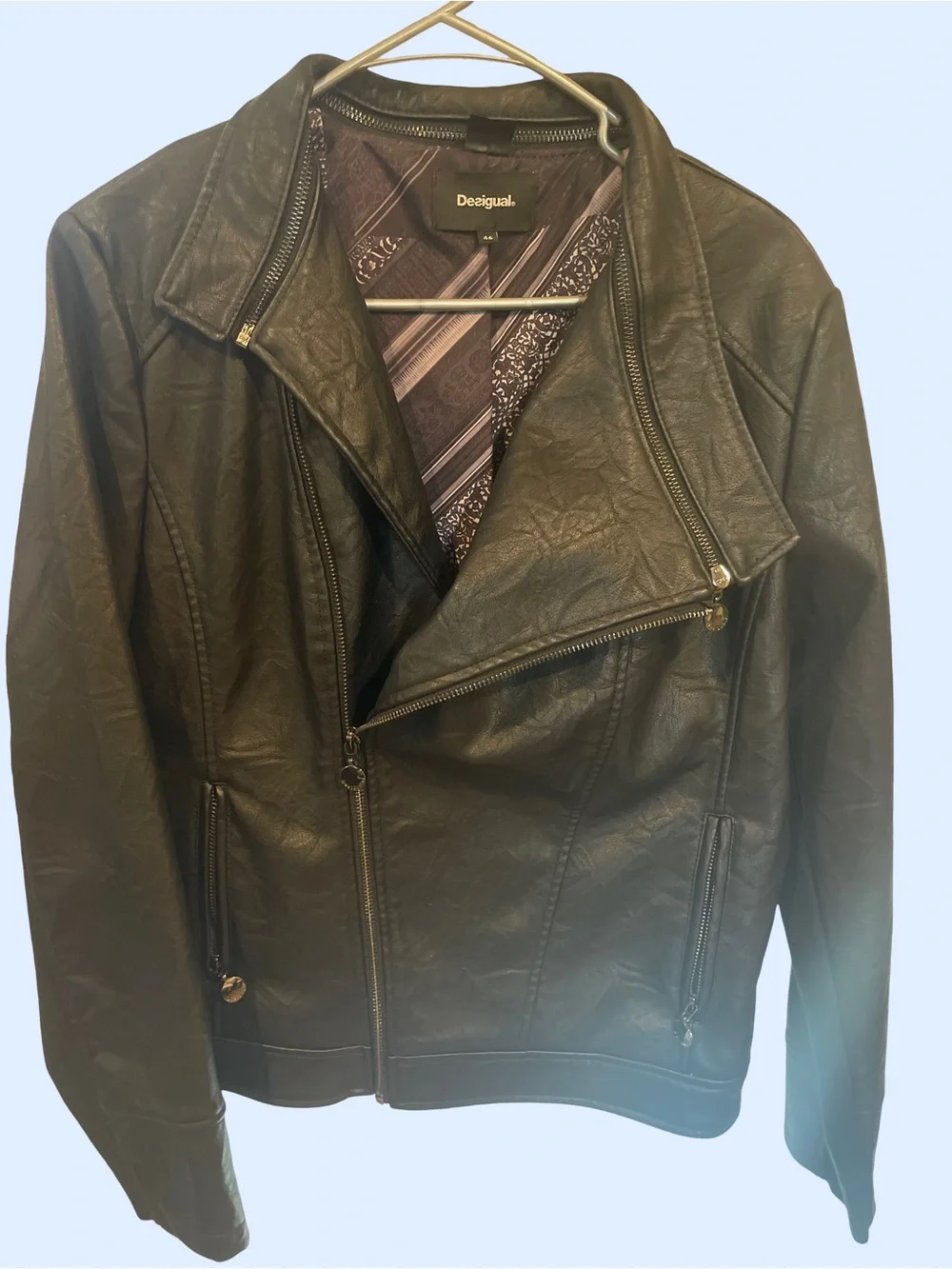 Desigual Black Faux Leather Moto Jacket - Picture 1 of 4